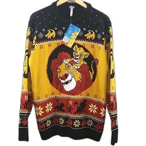 Disney Lion King NWT Crew Neck Sweater, VTG 90s Y2K Graphics Knit SZ XXL